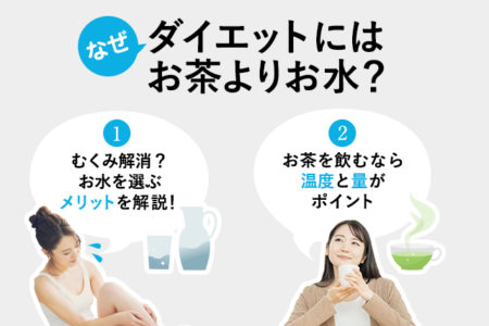 ダイエット中の水分補給のポイントについて説明するイラスト