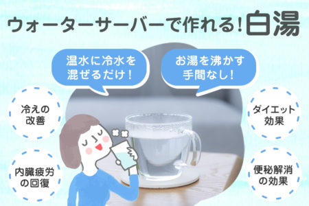 ウォーターサーバーで作れる白湯の効果を説明する画像