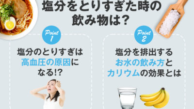 【保存版】塩分を摂り過ぎた時の飲み物は「お水」が一番？