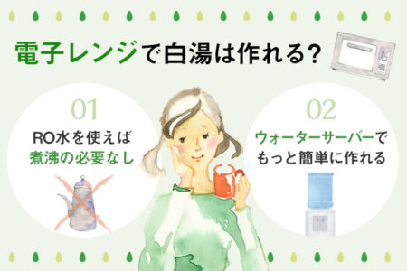 電子レンジで白湯を作るポイントを紹介する画像