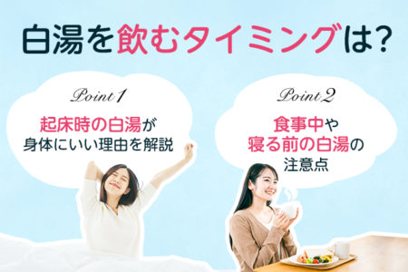 白湯を飲むタイミングを説明する画像